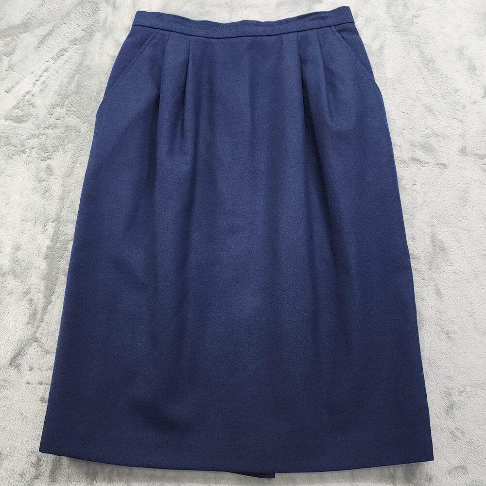 Vintage 80s Jason‎ Prescott Skirt Womens Size 10 Blue Pencil Pleated Office
